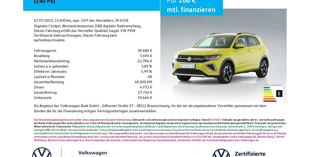 VW T-Cross 13.600 km 28.480 &euro; Bamberg 96052