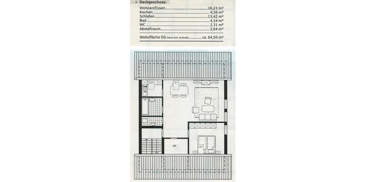 Dachgeschoßwohnung Bamberg Am Bruderwald - 2 Zimmer, 65 m&sup2;, 635&euro; | Angebot:26614909
