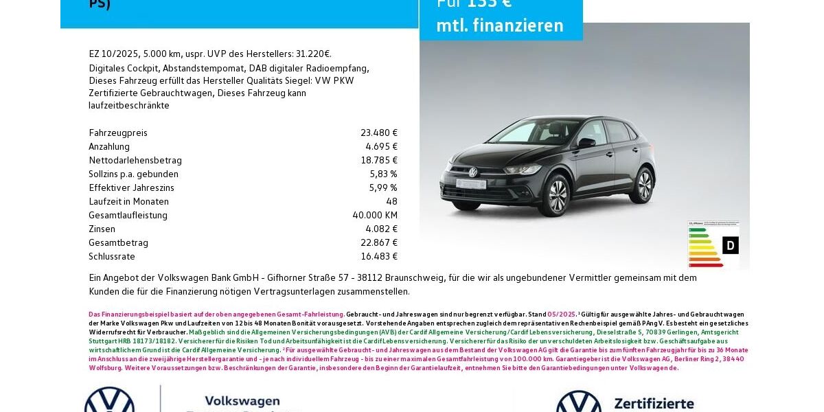 VW Polo 5.000 km 23.480 &euro; Bamberg 96052