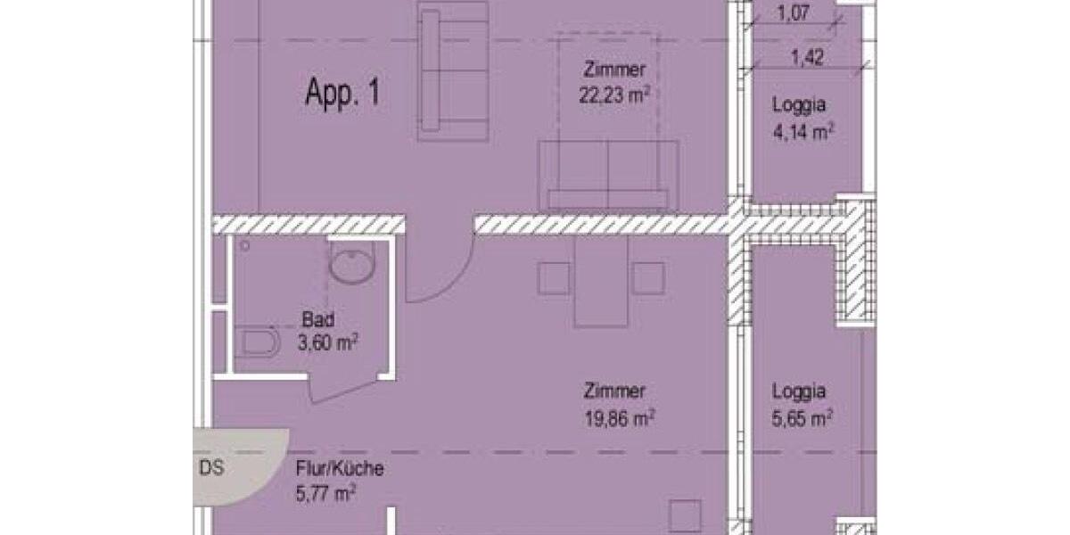 Etagenwohnung Bamberg Gärtnerstadt - 2 Zimmer, 57 m&sup2;, 270.000&euro; | Angebot:22986895