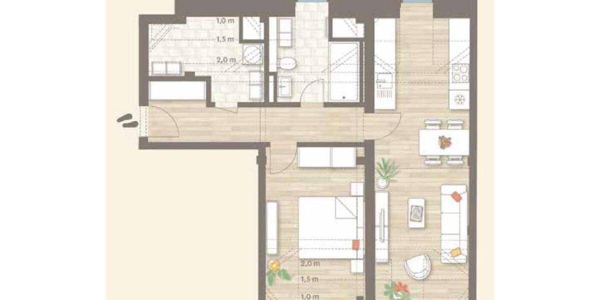 Dachgeschoßwohnung Bamberg Am Bruderwald - 2 Zimmer, 58 m&sup2;, 875&euro; | Angebot:25870513