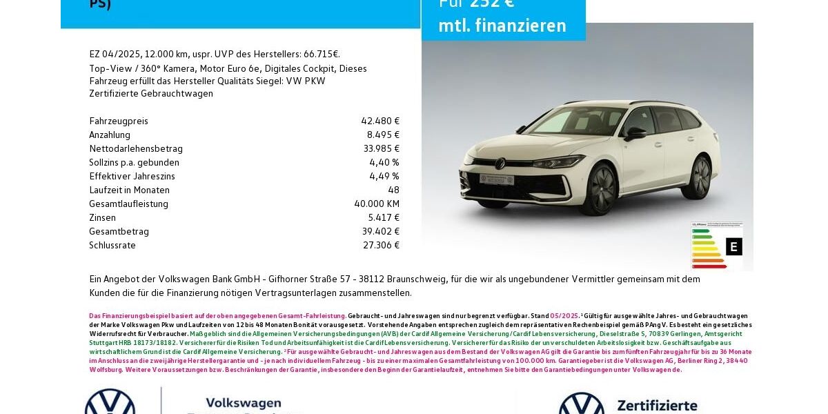 VW Passat Variant 12.000 km 42.480 &euro; Bamberg 96052