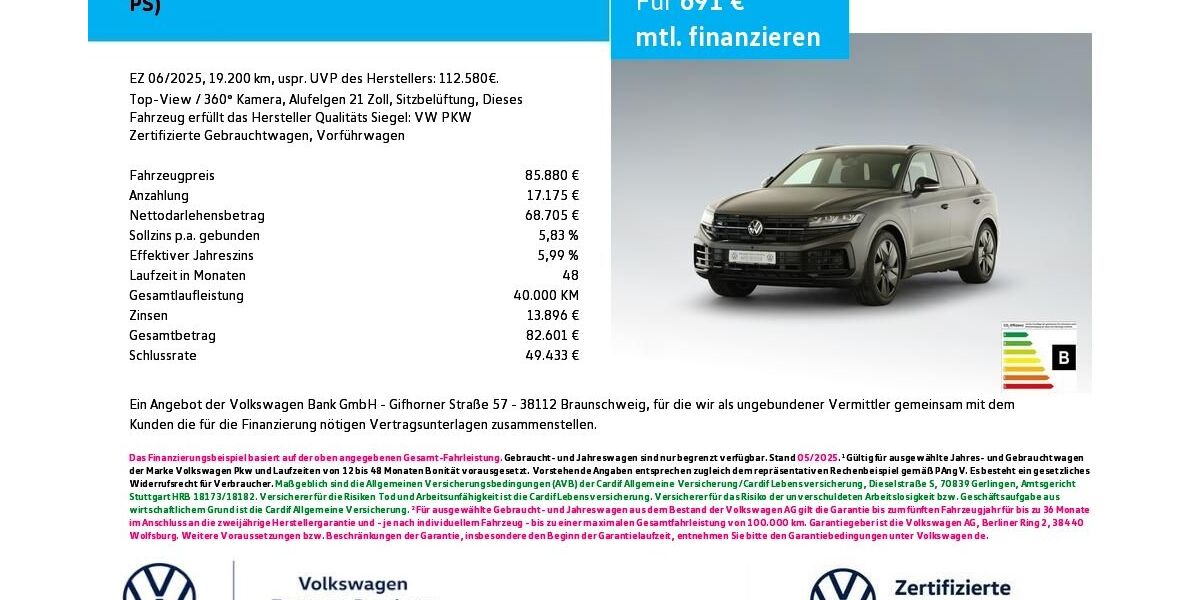 VW Touareg 21.100 km 78.880 &euro; Bamberg 96052