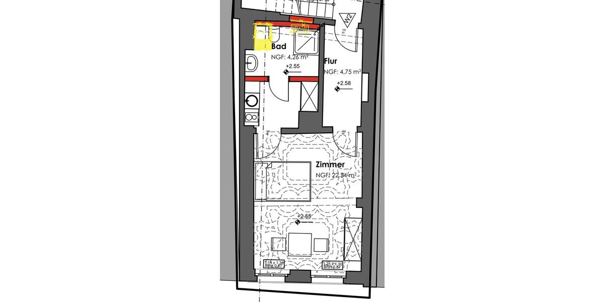 Etagenwohnung Bamberg Gärtnerstadt - 1 Zimmer, 32 m&sup2;, 690&euro; | Angebot:26275753