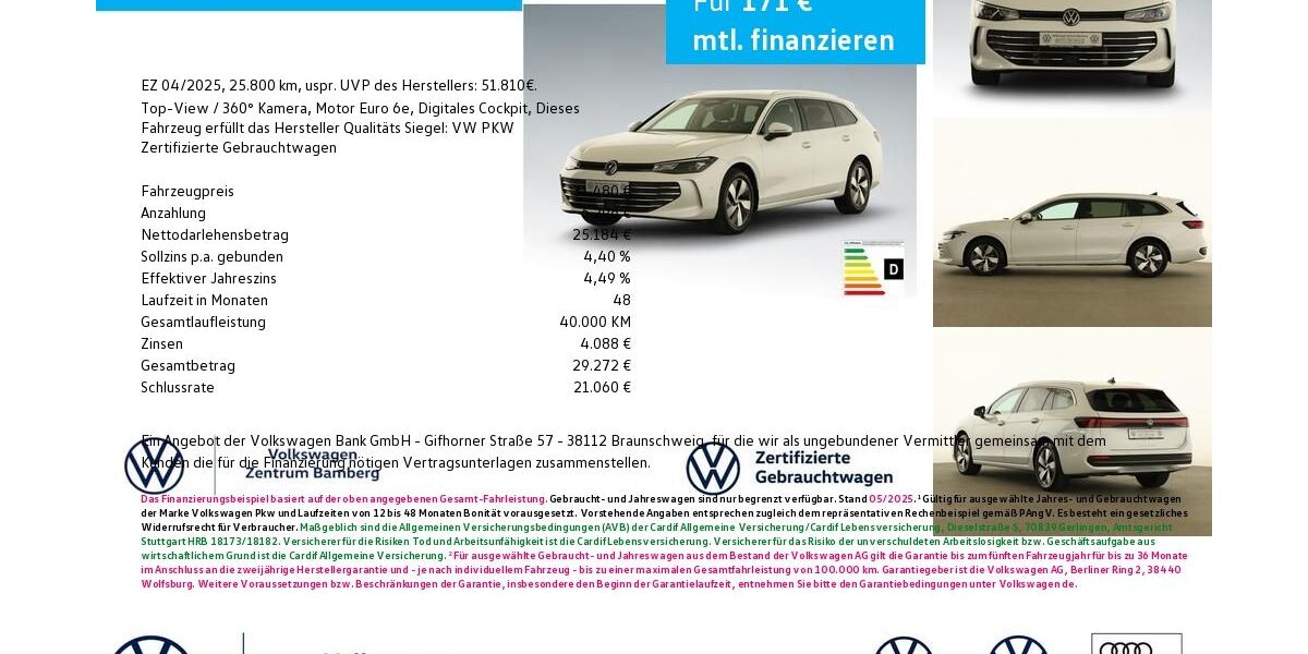 VW Passat Variant 25.800 km 31.480 &euro; Bamberg 96052