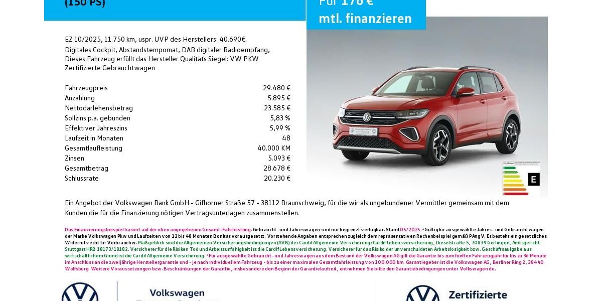 VW T-Cross 11.750 km 29.480 &euro; Bamberg 96052