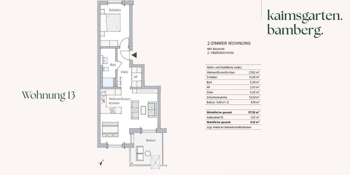 Etagenwohnung Bamberg Bamberg-Ost - 2 Zimmer, 57 m&sup2;, 397.848&euro; | Angebot:26204787