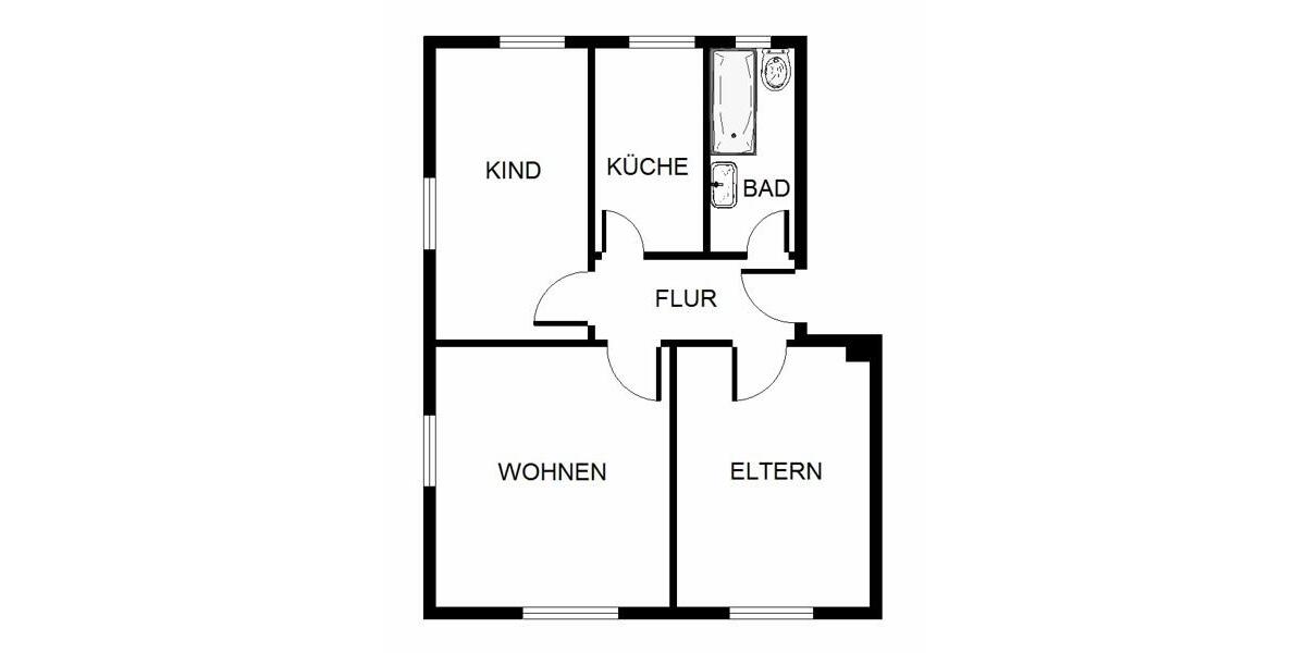 Erdgeschoßwohnung Bamberg Bamberg-Ost - 3 Zimmer, 60 m&sup2;, 736&euro; | Angebot:26642708