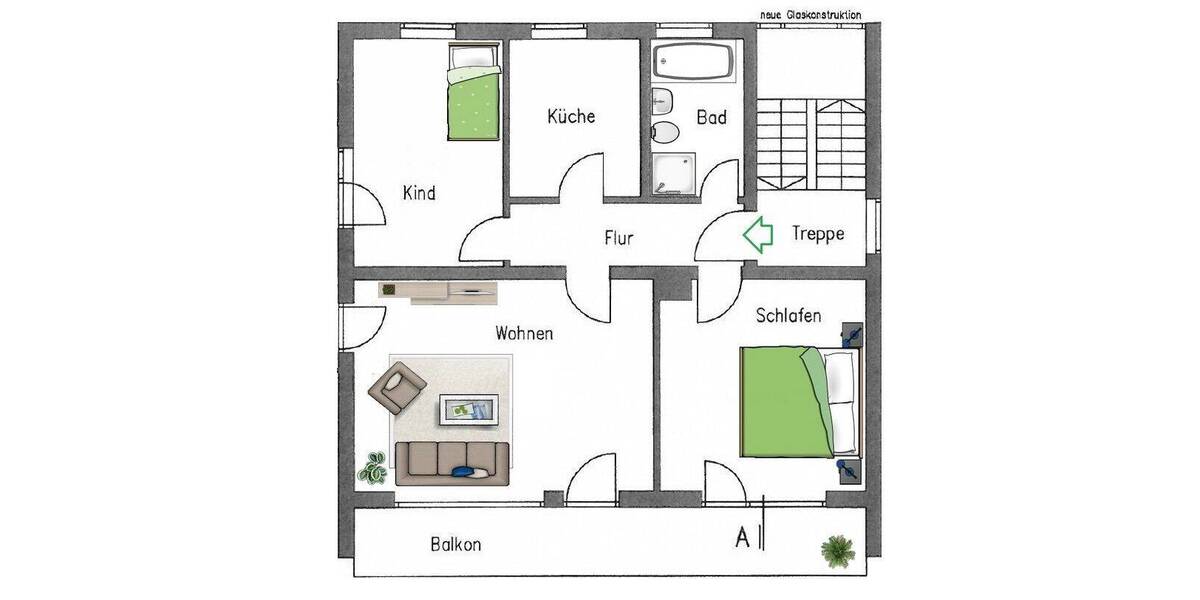 Etagenwohnung Baiersdorf - 3 Zimmer, 84 m&sup2;, 890&euro; | Angebot:26583671