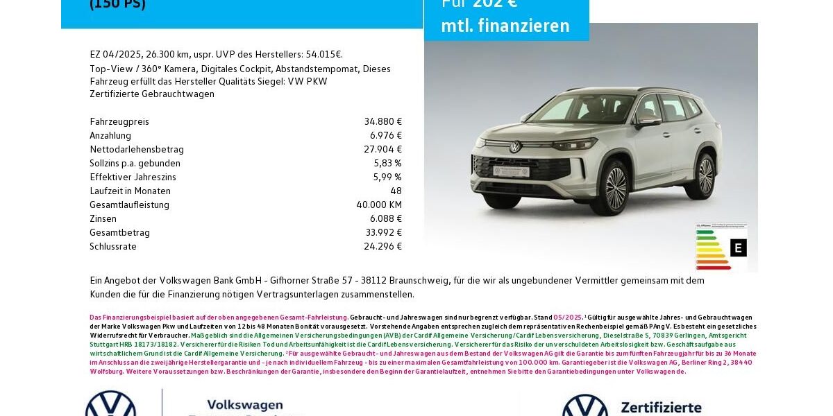 VW Tayron 26.300 km 34.880 &euro; Bamberg 96052