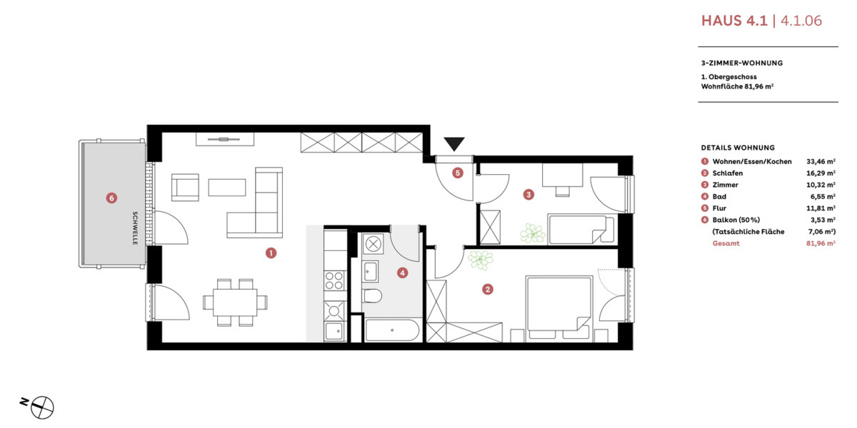Etagenwohnung Bamberg Bamberg-Ost - 3 Zimmer, 82 m&sup2;, 479.000&euro; | Angebot:26607364