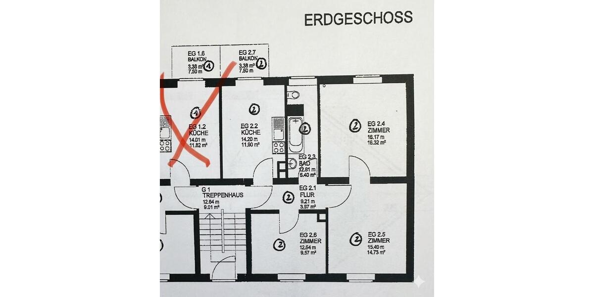 Hochparterre Bamberg Gereuth - 3 Zimmer, 65 m&sup2;, 235.000&euro; | Angebot:25395728