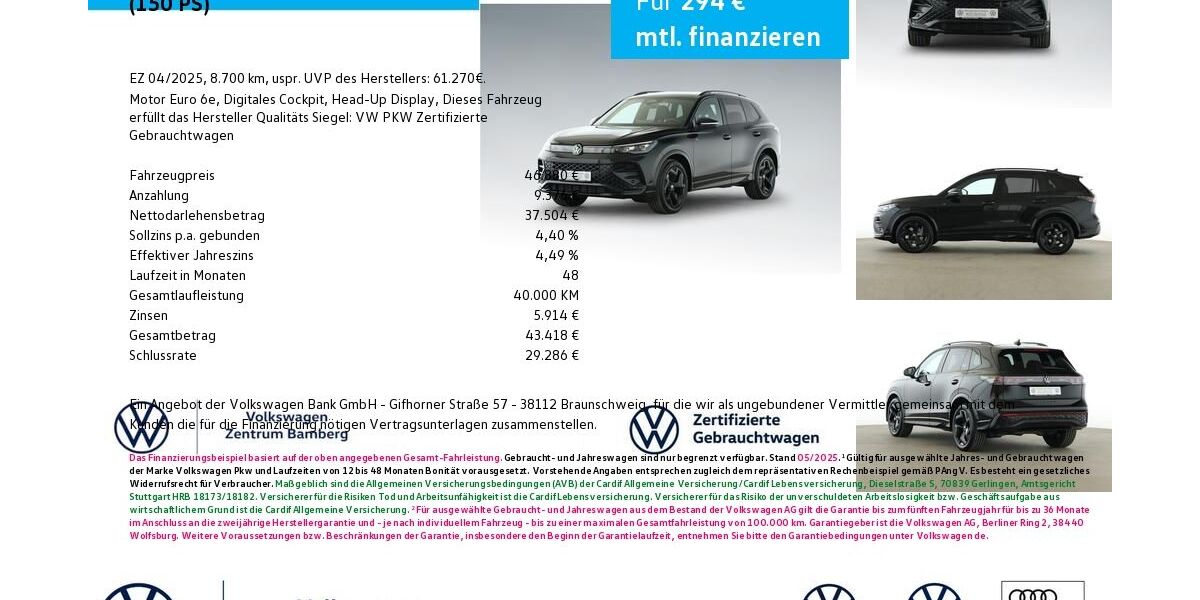 VW Tiguan 8.700 km 46.880 &euro; Bamberg 96052