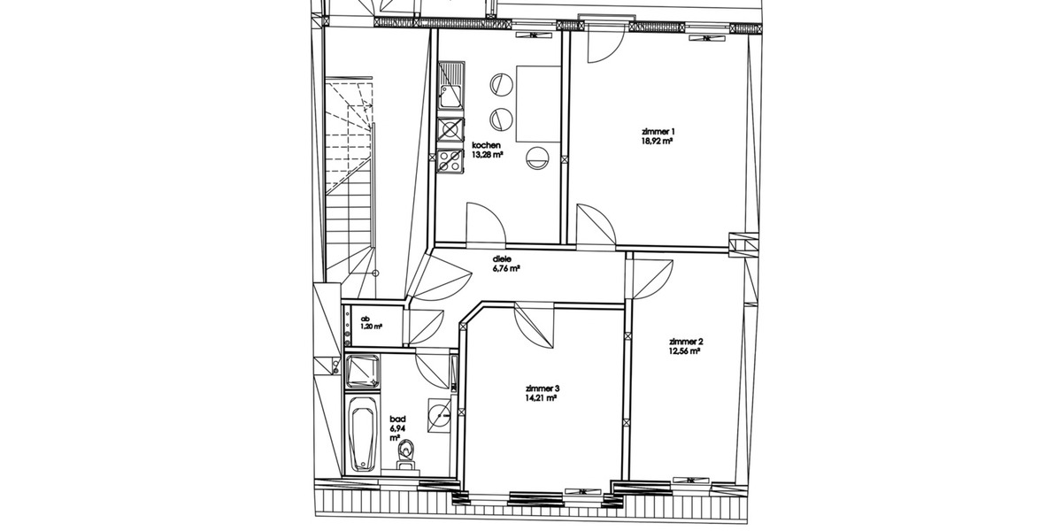 Etagenwohnung Bamberg Bamberg-Ost - 3 Zimmer, 74 m&sup2;, 1.000&euro; | Angebot:25840243