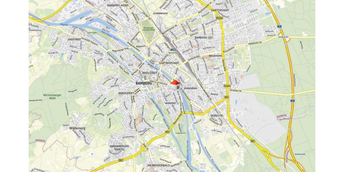 Etagenwohnung Bamberg Gärtnerstadt - 2 Zimmer, 52 m&sup2;, 175.000&euro; | Angebot:25927004