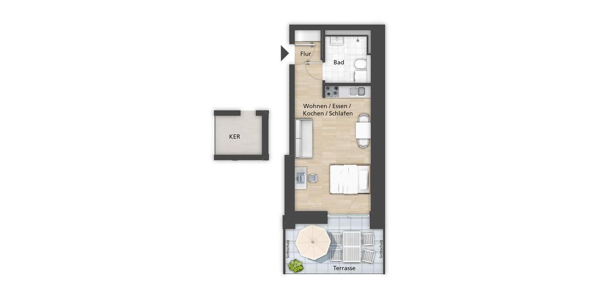 Erdgeschoßwohnung Bamberg Bamberg-Ost - 1 Zimmer, 39 m&sup2;, 650&euro; | Angebot:25902018