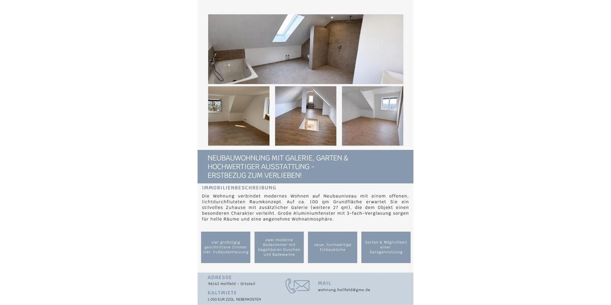 Maisonettenwohnung Hollfeld - 4 Zimmer, 127 m&sup2;, 1.050&euro; | Angebot:25873689