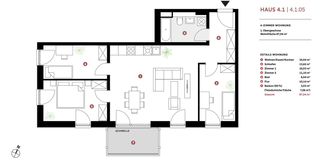 Etagenwohnung Bamberg Bamberg-Ost - 4 Zimmer, 87 m&sup2;, 519.000&euro; | Angebot:26607363