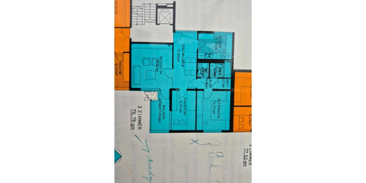 Etagenwohnung Bamberg Gereuth - 3 Zimmer, 80 m&sup2;, 280.000&euro; | Angebot:25441953