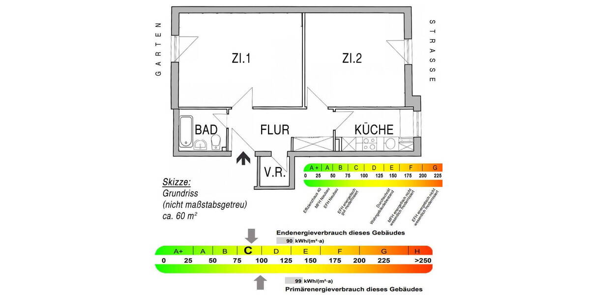 Etagenwohnung Bamberg Gereuth - 2 Zimmer, 59 m&sup2;, 320.000&euro; | Angebot:26037063