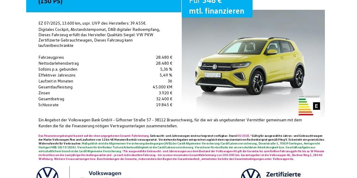 VW T-Cross 13.600 km 28.480 &euro; Bamberg 96052