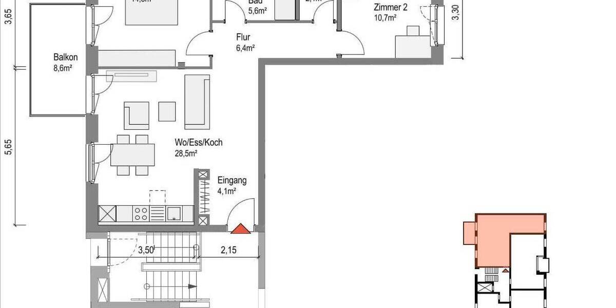 Etagenwohnung Bamberg Bamberg-Ost - 3 Zimmer, 76 m&sup2;, 1.111&euro; | Angebot:26243392