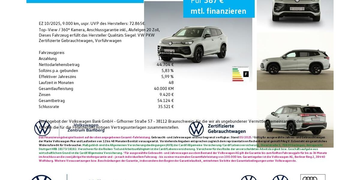 VW Tayron 10.000 km 55.880 &euro; Bamberg 96052