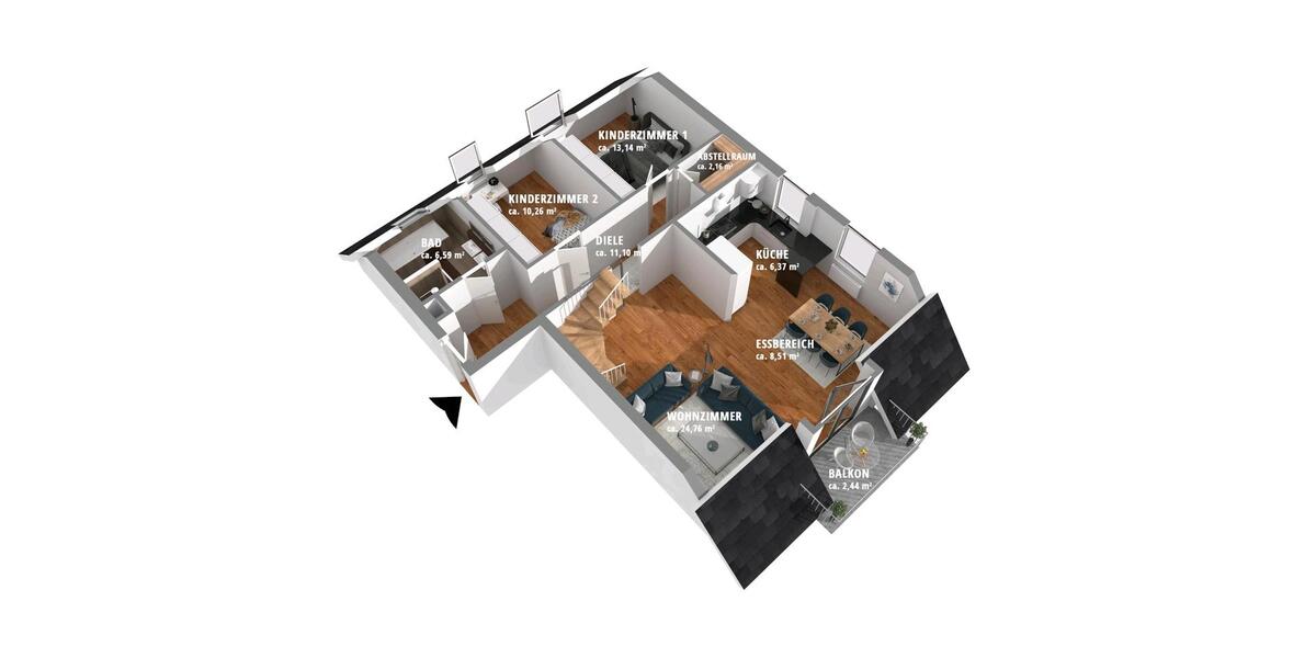 Maisonettenwohnung Hirschaid - 4 Zimmer, 123 m&sup2;, 415.000&euro; | Angebot:26816546