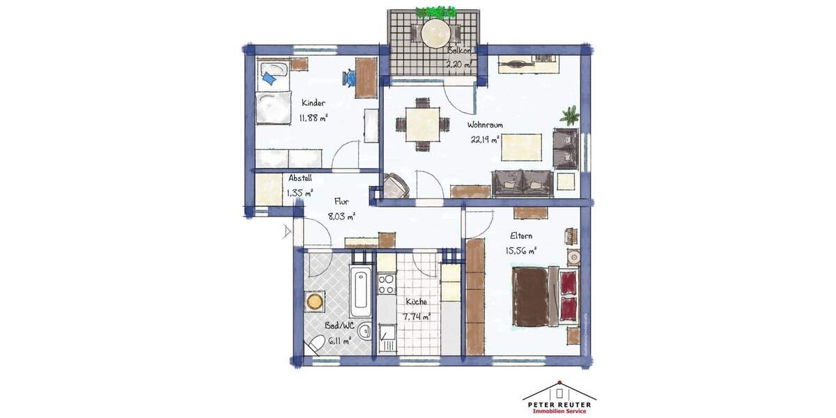 Etagenwohnung Höchstadt - 3 Zimmer, 75 m&sup2;, 312.000&euro; | Angebot:25801198