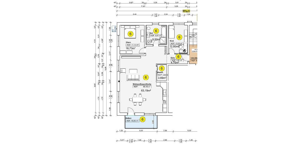 3 Zi. Neubauwohnung (Nr. 6) im OG mit Balkon - Etagenwohnung Adelsdorf OT | Angebot:24466874