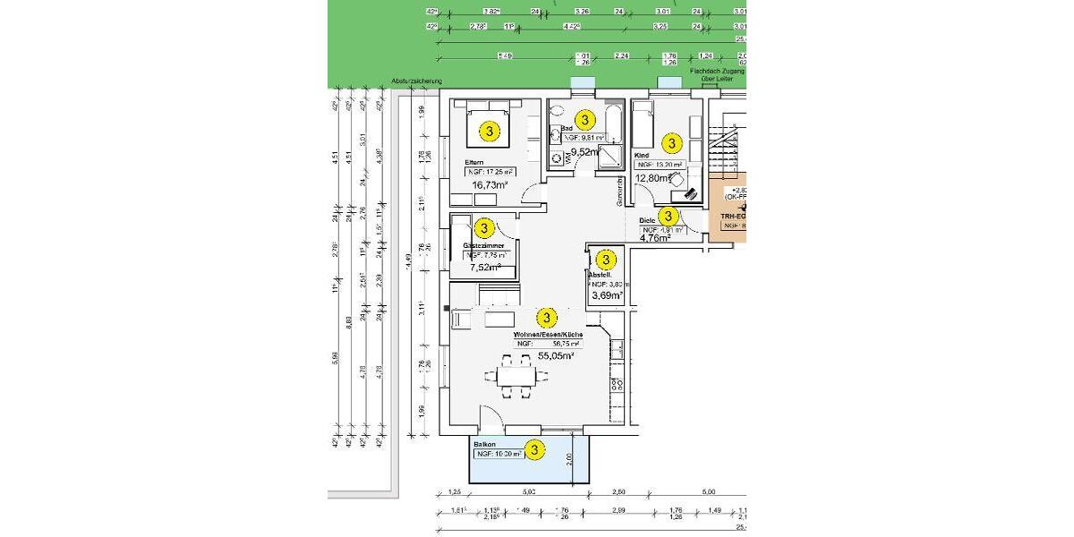 4 Zi. Wohnung (Nr. 3) im EG mit Balkon - Etagenwohnung Adelsdorf OT | Angebot:26785698