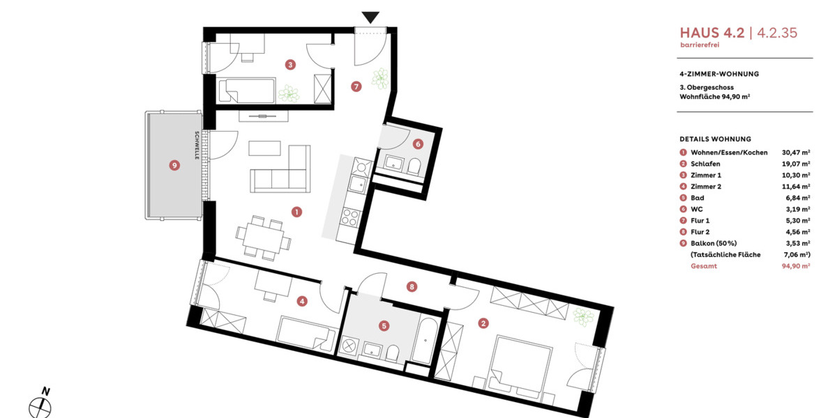 Etagenwohnung Bamberg Bamberg-Ost - 4 Zimmer, 94 m&sup2;, 549.000&euro; | Angebot:26607365
