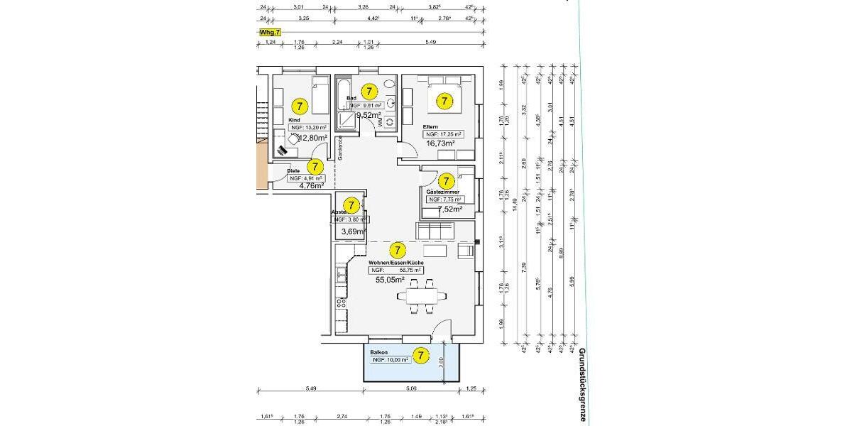 4 Zi. Neubauwohnung (Nr. 7) im OG mit Balkon - Etagenwohnung Adelsdorf OT | Angebot:24466875